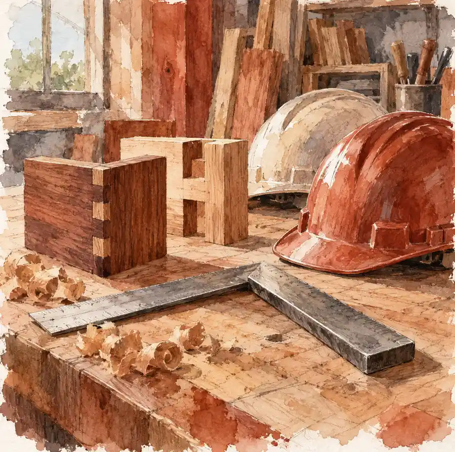 Illustration of construction businesses equipment and workspace